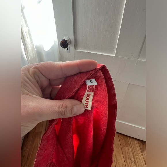 South Street Linen Red Sleeveless Linen Pop Over Tunic Midi Dress Size 6 - Picture 2 of 7